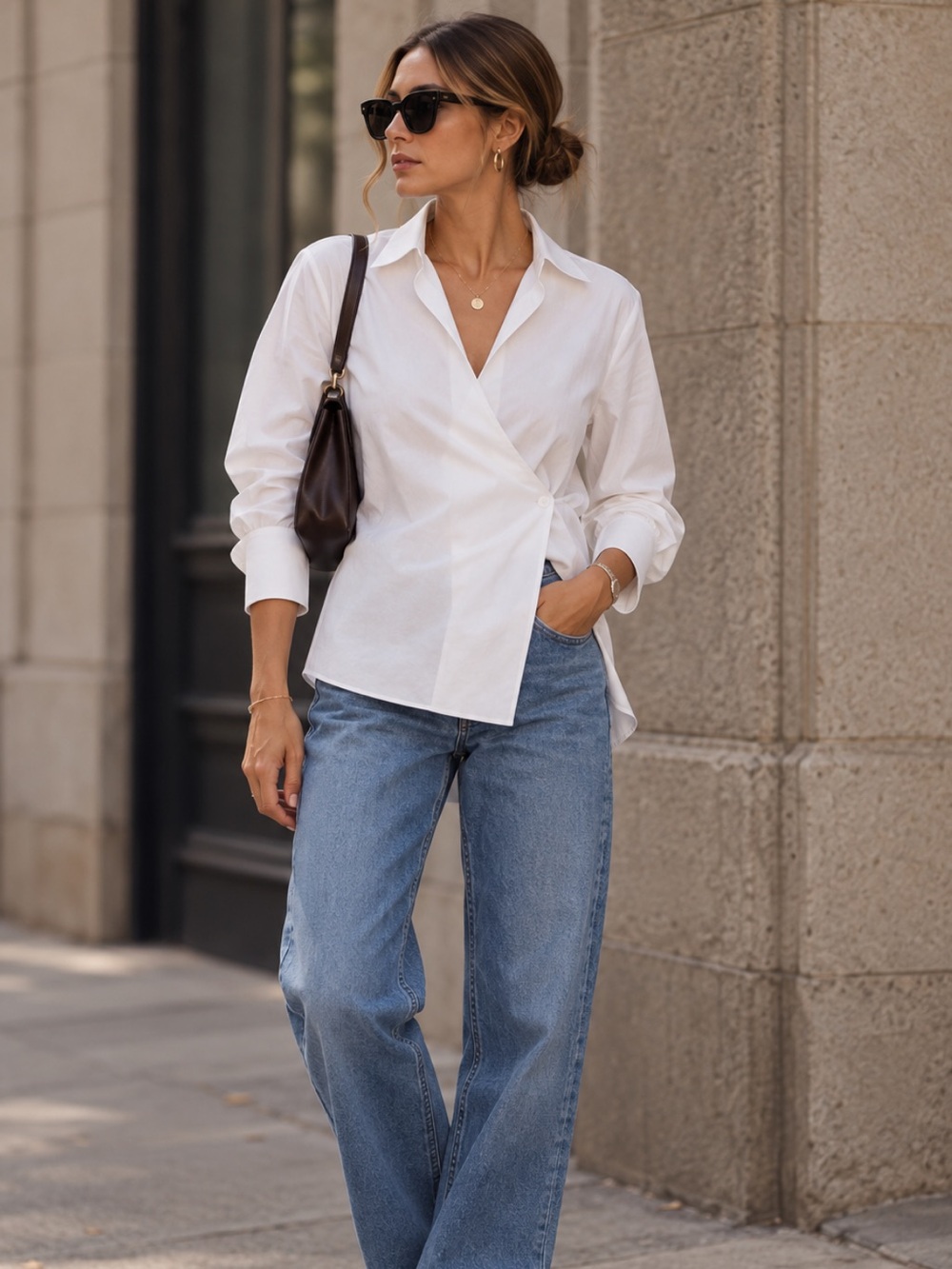 NWT Zara white Poplin Wrapped shirt